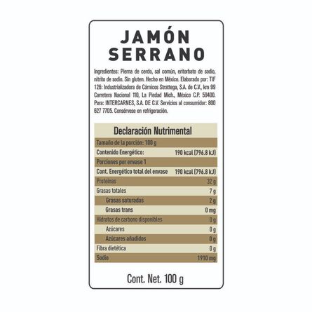 Jamon Serrano Parma 100 Gr image number 1