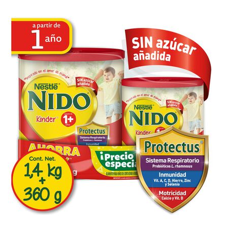 Alimento Para Niños de Corta Edad Nido Kinder&nbsp;1+ lata de 1.4kg + lata de 360g image number 8