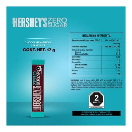 Chocolate Hersheys Zero Sugar 17 Grs image number 2