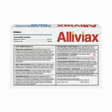 Alliviax Naproxeno 550 mg Alivia Dolor e Inflamación 10 Tabletas image number 4