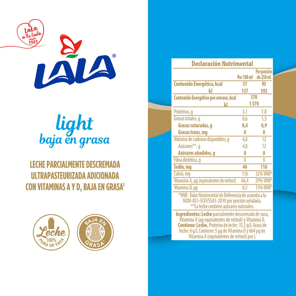 Leche Lala Light Baja en Grasa 1 lt image number 1