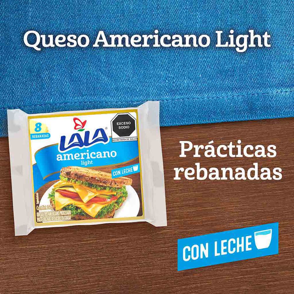 Queso Lala Americano Light Rebanado  144 g image number 4