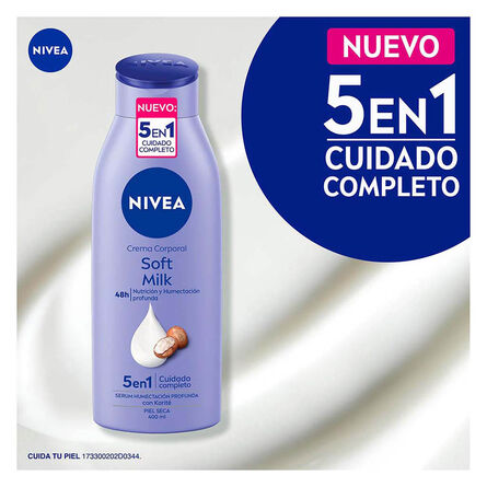 Crema Corporal Humectante Nivea Soft Milk con Karité Piel Seca 400 ml image number 7
