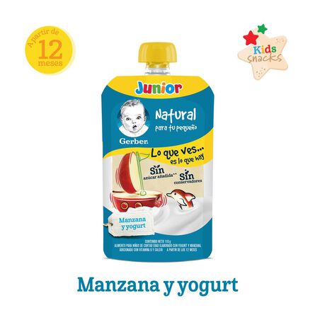 Papilla con Yogurt Gerber Junior Etapa 4 Manzana y Yogurt Pouch 120g image number 1
