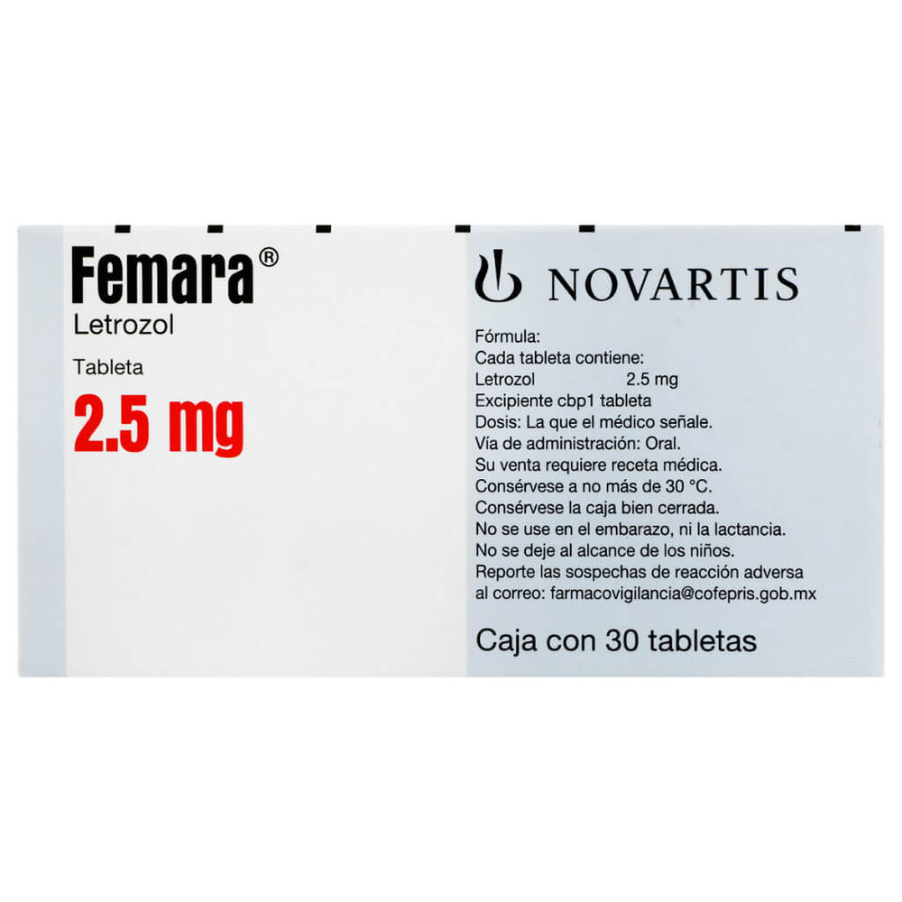 Femara 2.5 mg 30 Tabletas image number 0
