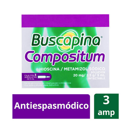 Solución Buscapina 20 mg 3 ampolletas de 1 ml image number 1