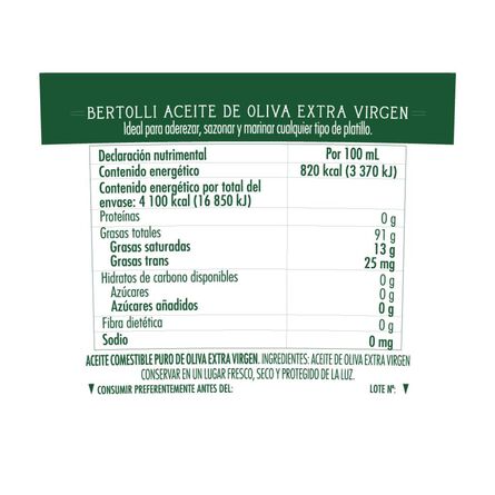 Aceite de Oliva Extra Virgen Bertolli 500 ml image number 1
