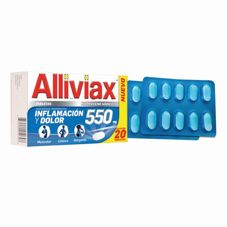 Alliviax Naproxeno 550 mg Alivia Dolor e Inflamación 20 Tabletas image number 2