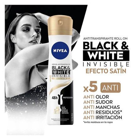Desodorante Antimanchas Nivea Black & White Invisible Efecto Satín 150 ml image number 3