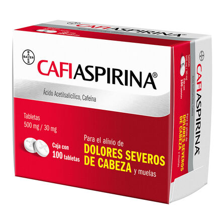 Analgésico CafiAspirina Para Dolor De Cabeza Severo Dolor Corporal y Muelas 100 tabletas&nbsp; image number 4