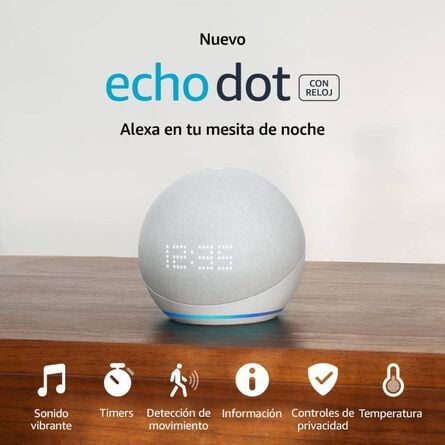 Echo Dot Amazon 5ta Gen con Reloj Blanco image number 1