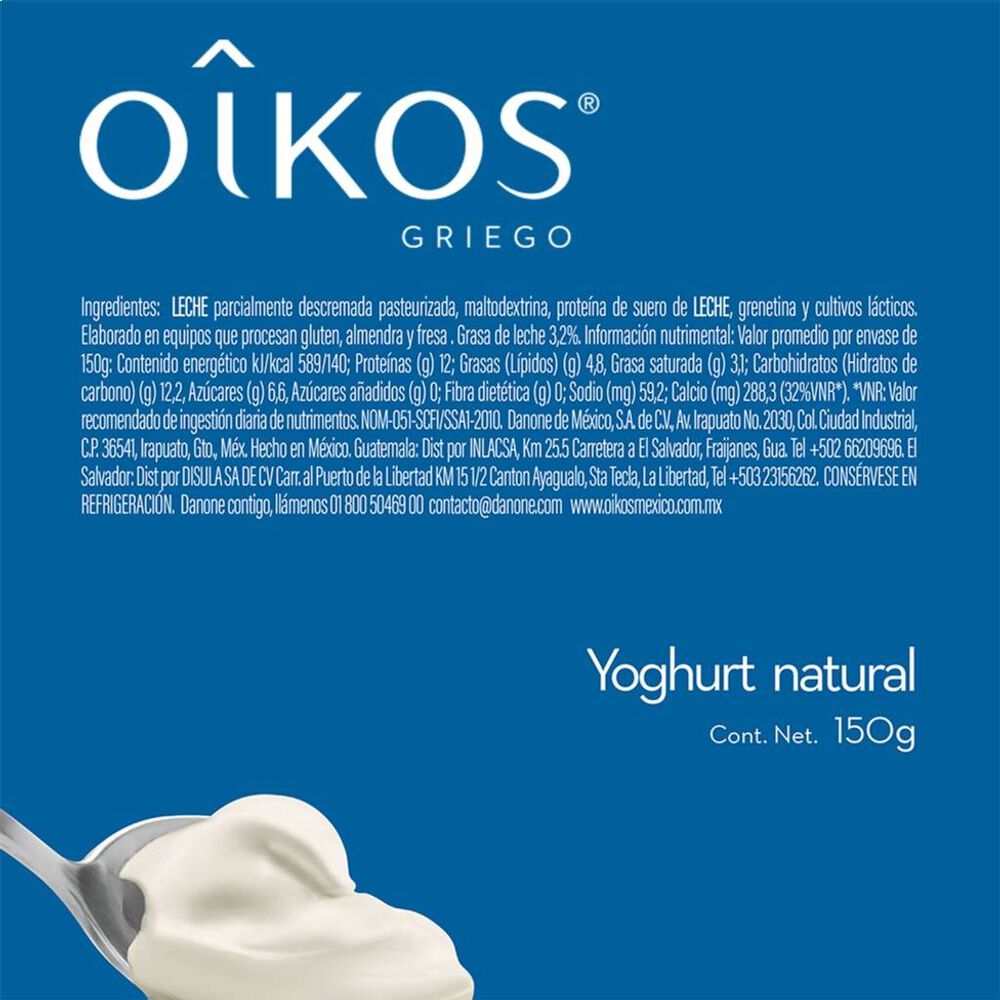 Yoghurt Oikos Griego Natural Con 12g De Proteína Sin Azúcar 150g image number 5