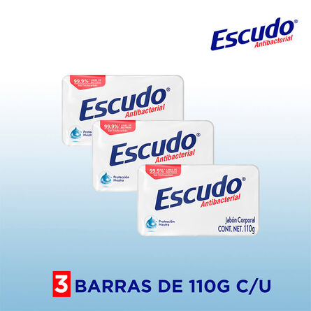 Jabón en Barra Escudo Antibacterial Blanco, Paquete 3 Piezas de 110 g image number 2