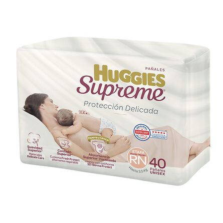 Pañal para Bebé Huggies Supreme Unisex, Etapa Recién Nacido con 40 Piezas. image number 1