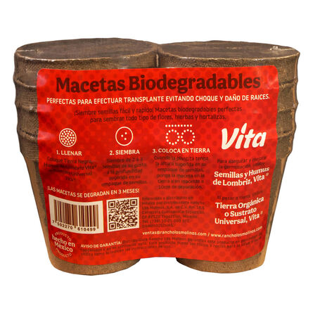 Maceta Biodegradable 8 pz image number 3