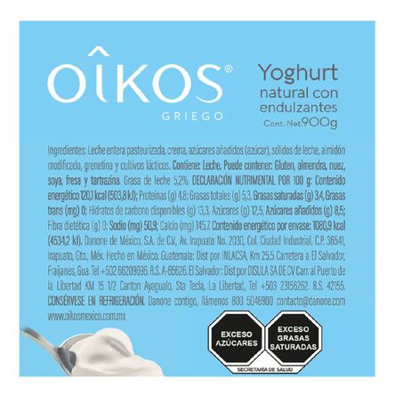 Yoghurt Griego Oikos Natural 900 g image number 1