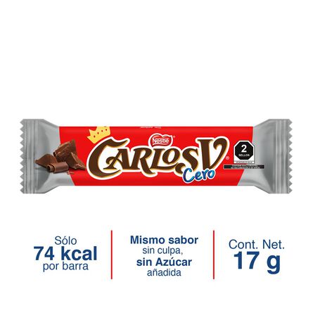 Chocolate con Leche Carlos V Cero sin Azúcar* 17g image number 1