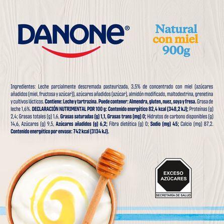Yoghurt Danone Natural con Miel de Abeja 900g image number 7