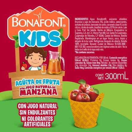 Agua Bonafont Kids con Jugo Natural Sabor Manzana 6 Pack 300 ml image number 7