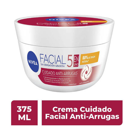 Nivea Crema Facial Hidratante Antiedad 5 en 1 Cuidado Anti Arrugas 375 ml image number 1