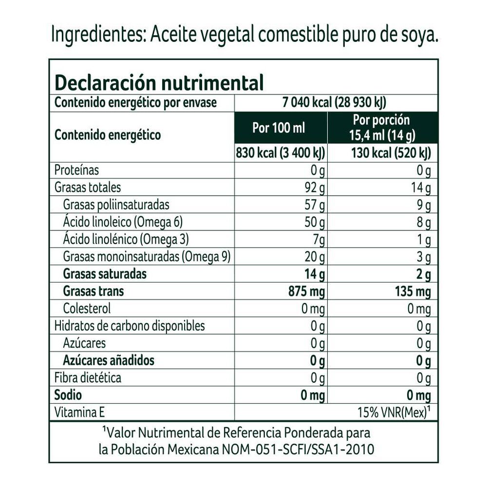 Aceite Vegetal Nutrioli 850ml image number 2