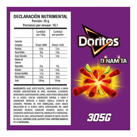 Botana Doritos Dinamita Flamin Hot 302 g image number 2