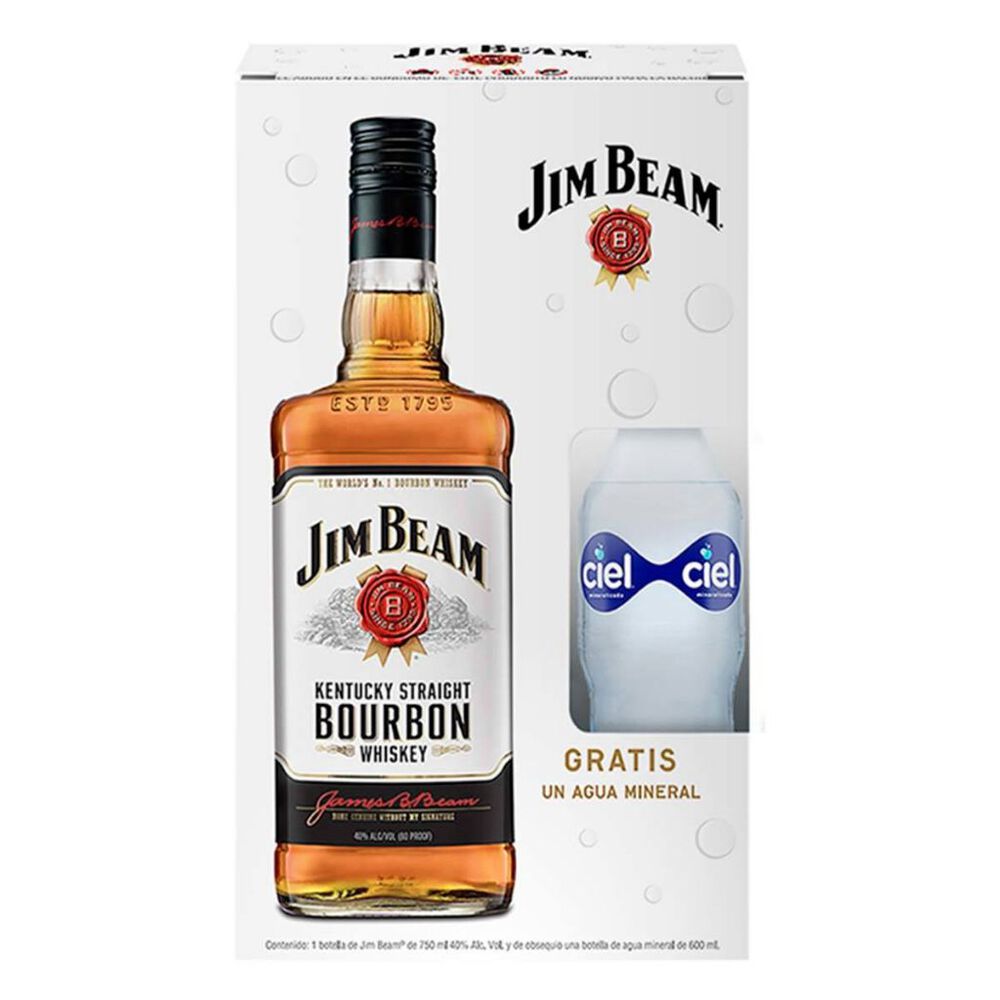 Whisky Jim Beam 750 ml + Botella de Agua Mineral 600 ml image number 0
