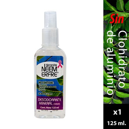 Desodorante Mineral para Dama Bienestar Neem Erfre 125 ml image number 1