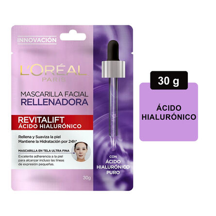 Mascarilla Facial en Tela L'Oréal Revitalift Ácido Hialurónico 30 g image number 2