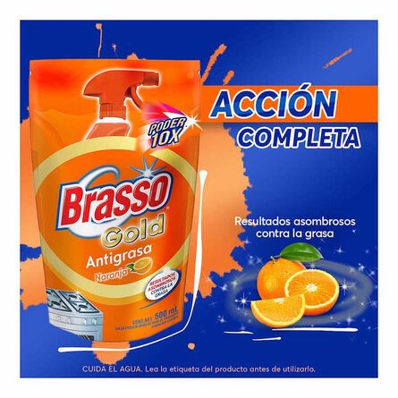 Brasso® Limpiador Líquido Desengrasante para Cocina Naranja Repuesto 500 ml image number 2