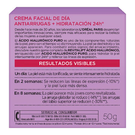 Crema Facial Día Revitalift de L’Oréal Paris Ácido Hialurónico 50 Ml image number 2