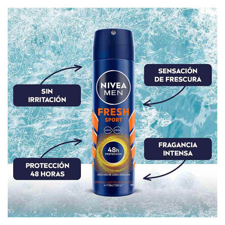 Desodorante Antibacterial Nivea Men Fresh Sport en Spray 150 ml image number 2