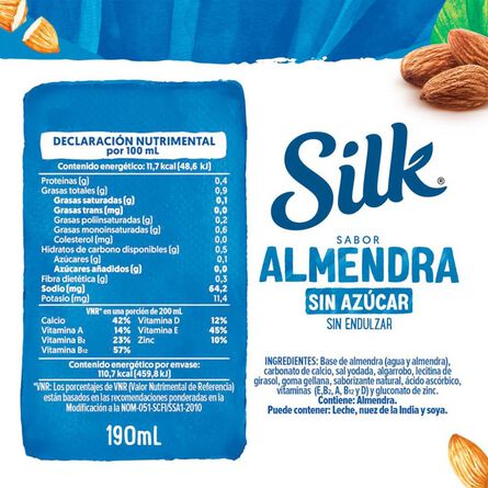 Silk Alimento Líquido de Almendra sin Azúcar 190mL image number 7