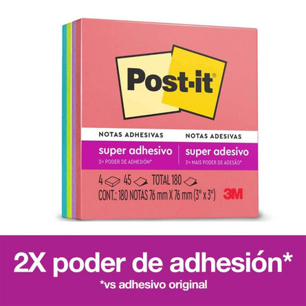 Post-It Notas Super Adhesivas Color Surtidos 7.6 cm x 7.6 cm 1 bloc image number 1