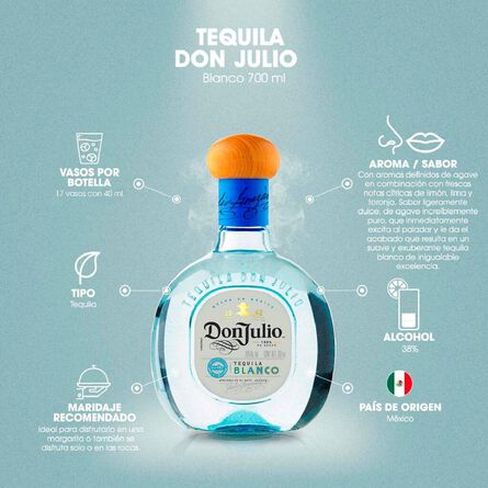 Tequila Don Julio Blanco 700 ml image number 4