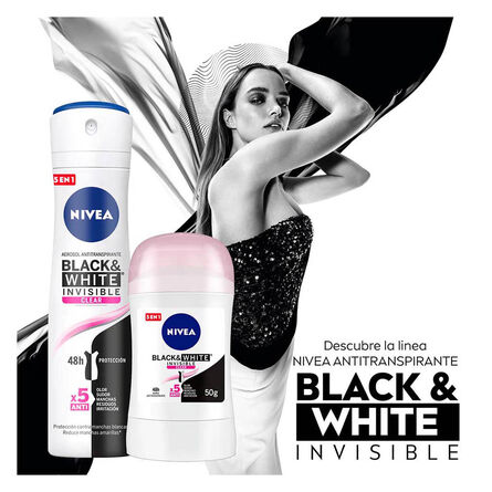 Desodorante Antimanchas Nivea Black & White Invisible Clear Stick 50 g image number 5