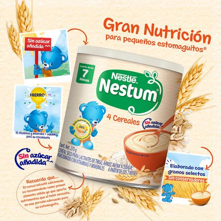 Cereal Infantil Nestum Etapa 2 4 Cereales Lata 270g image number 4