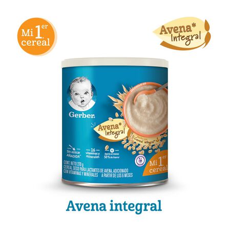 Cereal Infantil Gerber Etapa 1 Avena Integral Lata 270g image number 1