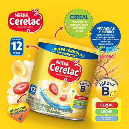 Cereal Infantil Cerelac Cereal con Leche Lata 1kg image number 4