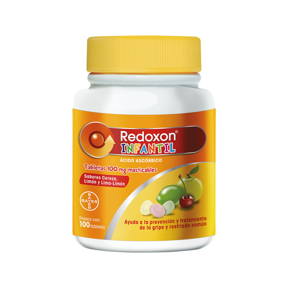 Redoxon Infantil Vitamina C Sabor Cereza, Limón y Lima-Limón 100 Tabletas Masticables image number 1