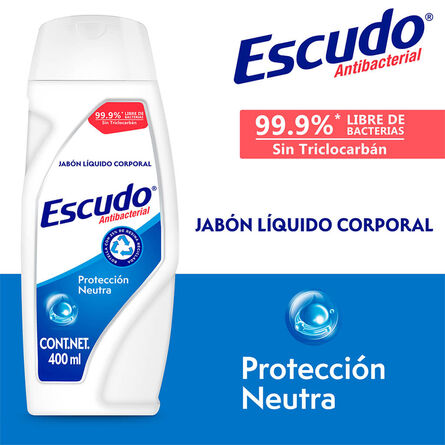 Jabón Líquido Corporal Escudo Antibacterial Protección Neutra, 400 ml image number 3
