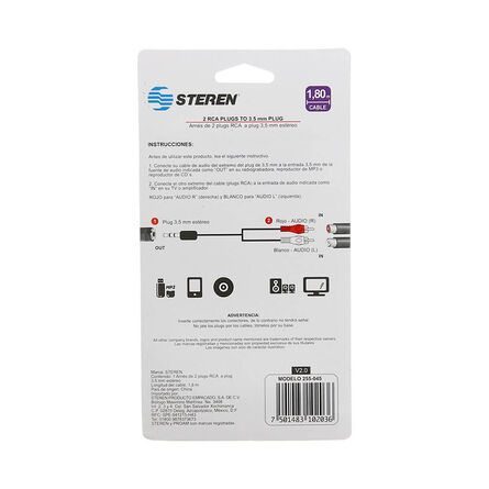 Cable Steren 255-045 2 RCA Plug To 3.5mm image number 3