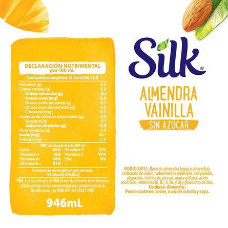 Silk Alimento Líquido de Almendra con Vainilla sin Azúcar 946mL image number 7