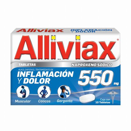 Alliviax Naproxeno 550 mg Alivia Dolor e Inflamación 10 Tabletas image number 0