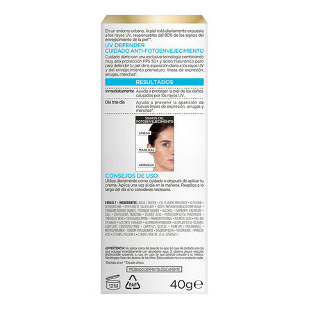 Crema Facial L'Oréal París UV Defender Hidratación Intensa 40 g image number 1