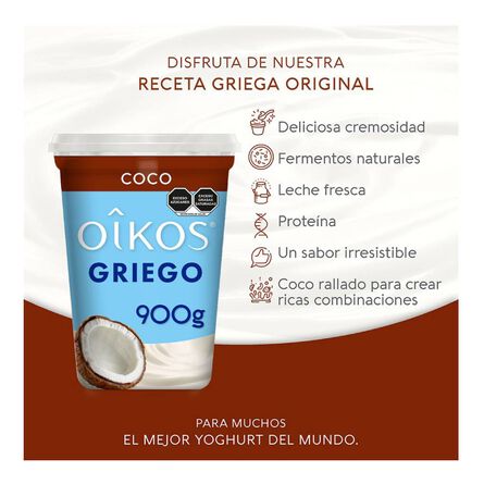 Yoghurt Griego Oikos Con Coco Rallado 900 g image number 1