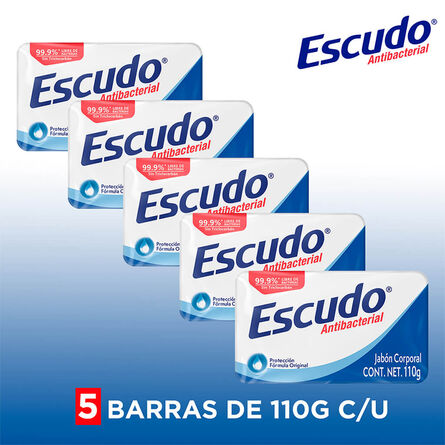 Jabón en Barra Escudo Antibacterial Azul, Paquete con 5 Piezas de 110 g image number 1