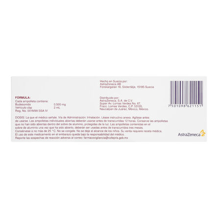 Pulmicort 0.250 mg Suspensión Inhalación 5 Ampolletas De 2 ml image number 2