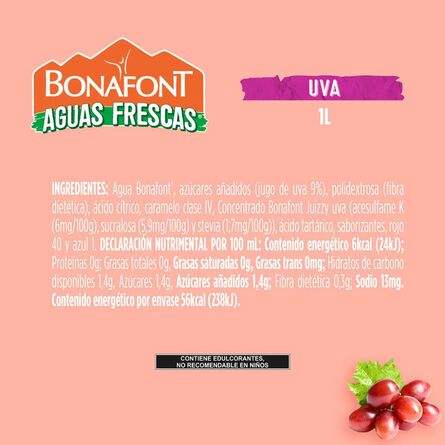 Bebida Bonafont Aguas Frescas sabor Uva 1 L image number 6