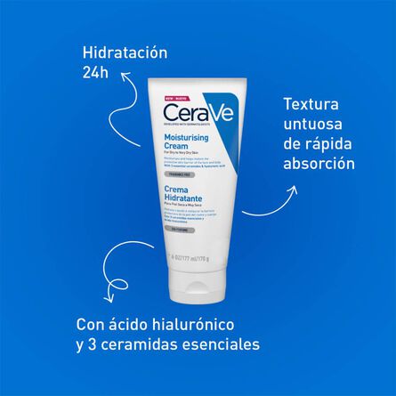 CeraVe Crema Hidratante para Rostro y Cuerpo Piel Seca 170 ml image number 2